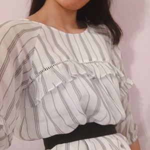 Anthropologie striped ruffle dress